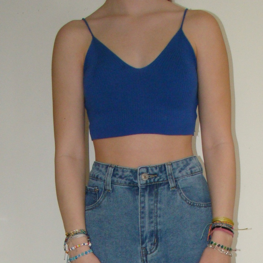 blue sweater feel tank top